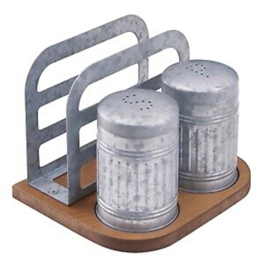 Better Homes & Gardens Farmhouse Galvanized Salt & Pepper Shaker Napkin Holder - Picture 2 of 4